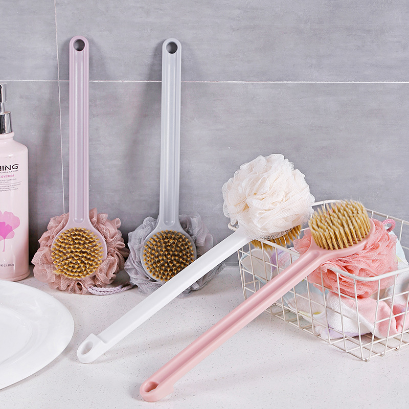 Soft hair long handle bath flower 2 in 1 rub back scrub bath artifact bath ball bath brush back scrub brush