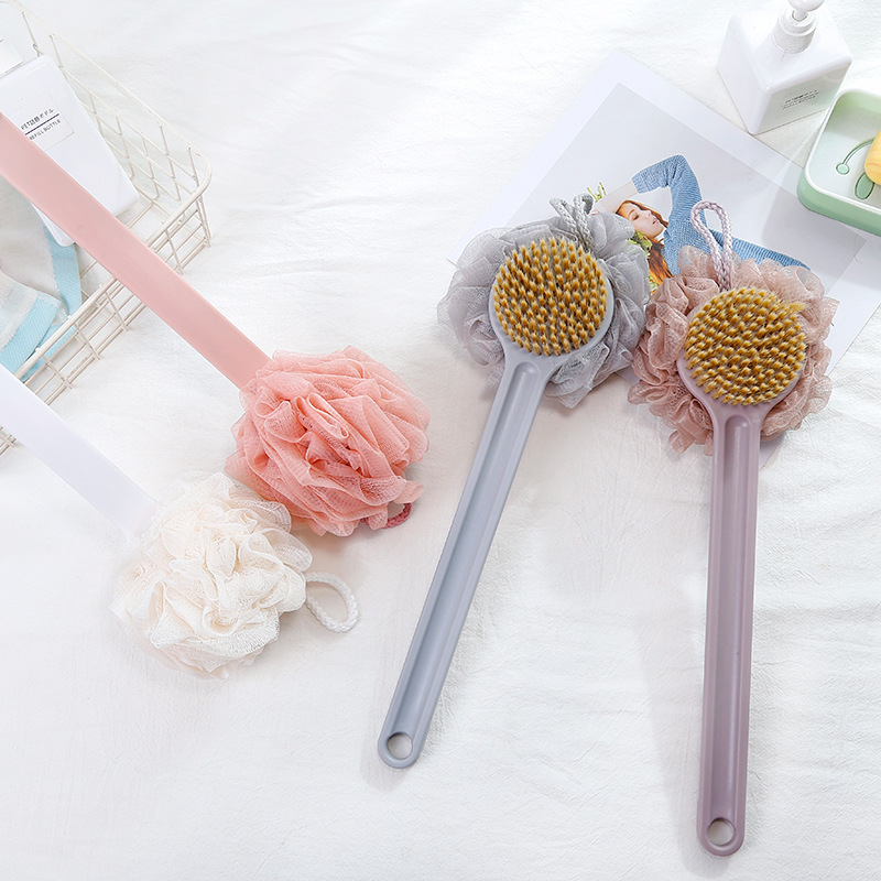 Soft hair long handle bath flower 2 in 1 rub back scrub bath artifact bath ball bath brush back scrub brush