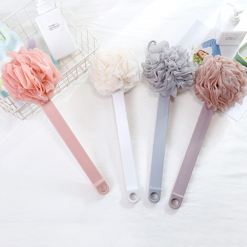 Soft hair long handle bath flower 2 in 1 rub back scrub bath artifact bath ball bath brush back scrub brush