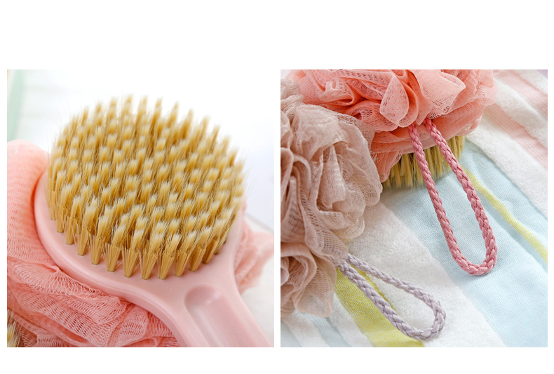 Soft hair long handle bath flower 2 in 1 rub back scrub bath artifact bath ball bath brush back scrub brush