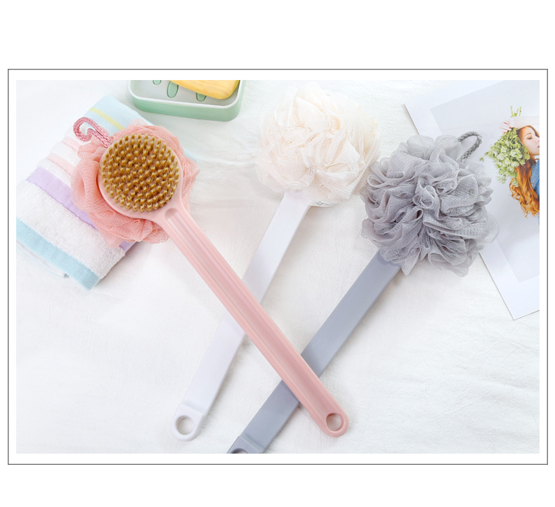 Soft hair long handle bath flower 2 in 1 rub back scrub bath artifact bath ball bath brush back scrub brush