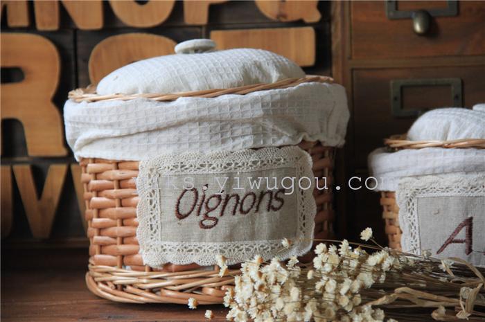Factory wholesale zakka sewing storage baskets Wicker storage snack storage baskets set of two