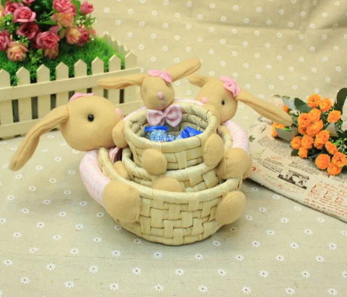 Cute Easter Bunny bear hug Candy corn husks and straw storage baskets baskets baskets