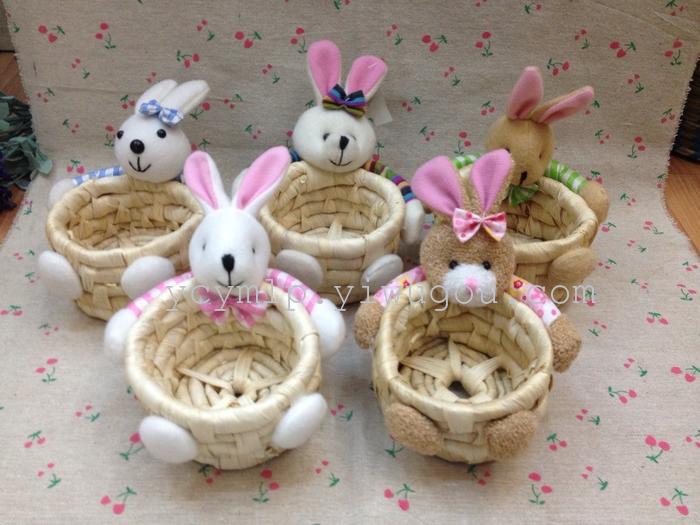 Manufacturers selling Easter egg Bunny storage basket can be mounted straw storage baskets storage baskets