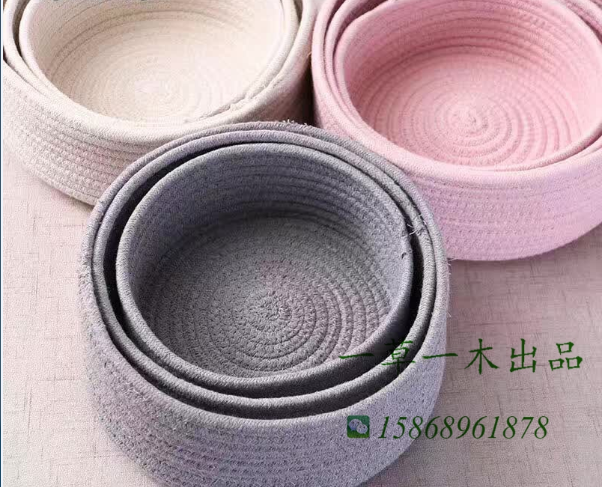 Cotton round knitting basket storage baskets Storage Baskets Cosmetics snacks storage Baskets small basket
