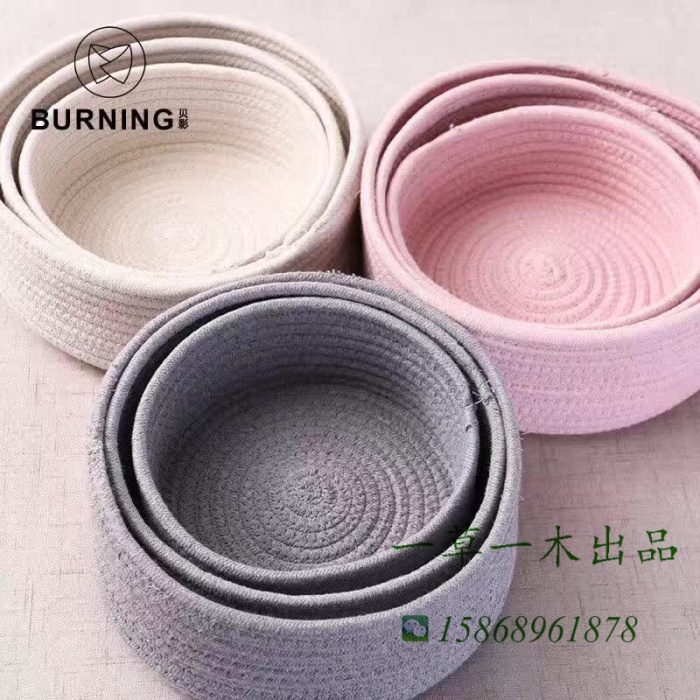 Cotton round knitting basket storage baskets Storage Baskets Cosmetics snacks storage Baskets small basket Cotton round knitting basket storage baskets Storage Baskets Cosmetics snacks storage Baskets small basket