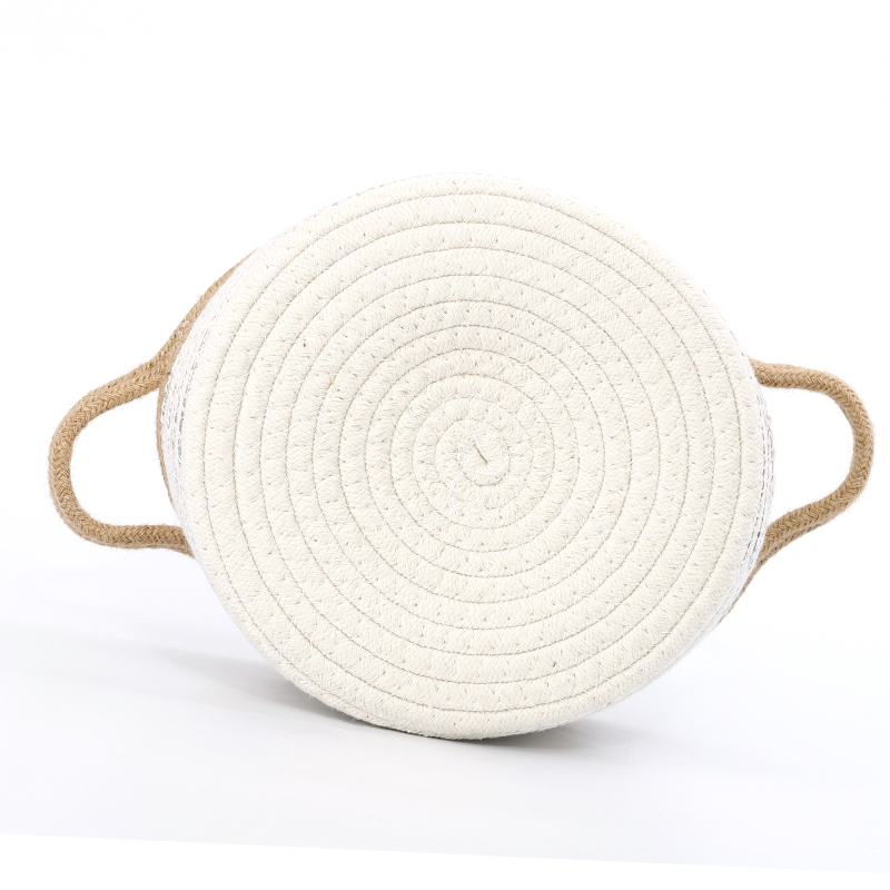Household Cotton Rope Storage Baskets Woven Basket Clutter Organizing Box Remote Control Snack Desktop Storage Basket Socks Basket Frame