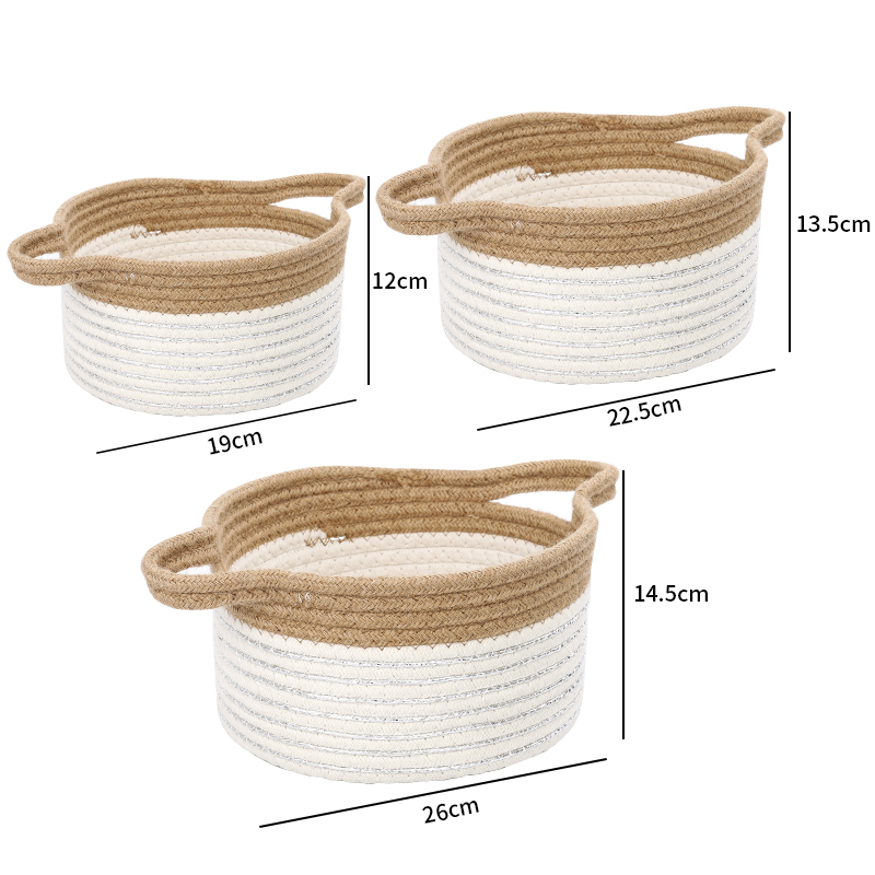 Household Cotton Rope Storage Baskets Woven Basket Clutter Organizing Box Remote Control Snack Desktop Storage Basket Socks Basket Frame