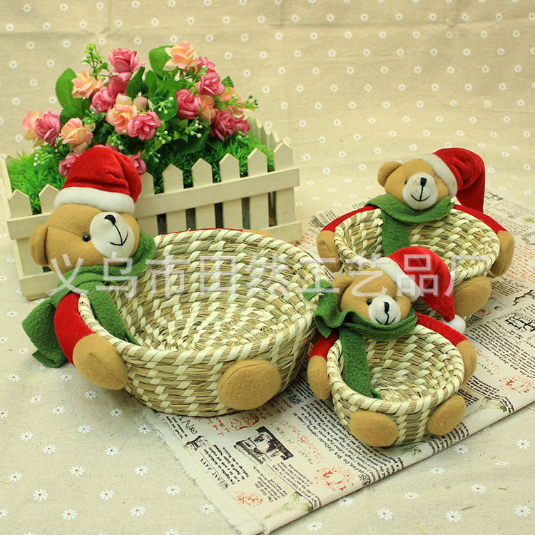 Cartoon Christmas bear Christmas storage baskets storage baskets handmade straw storage baskets Cartoon Christmas bear Christmas storage baskets storage baskets handmade straw storage baskets