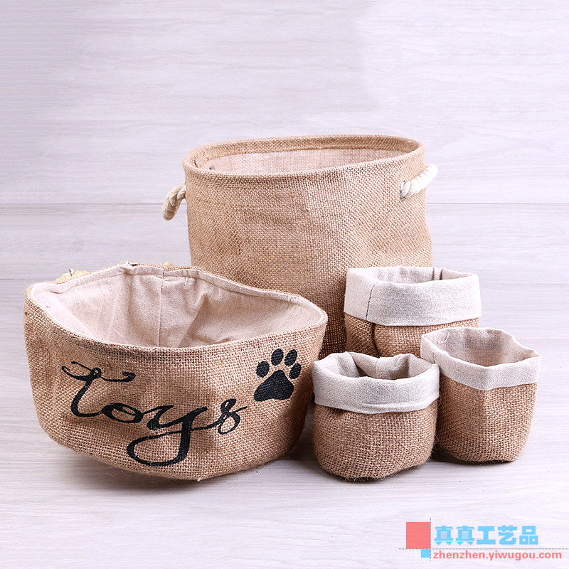 Simple cotton linen fabric small storage box Toys Storage Basket Desktop Sundries snacks finishing Storage baskets