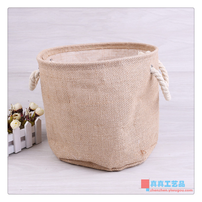 Simple cotton linen fabric small storage box Toys Storage Basket Desktop Sundries snacks finishing Storage baskets