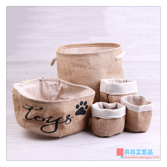 Simple cotton linen fabric small storage box Toys Storage Basket Desktop Sundries snacks finishing Storage baskets