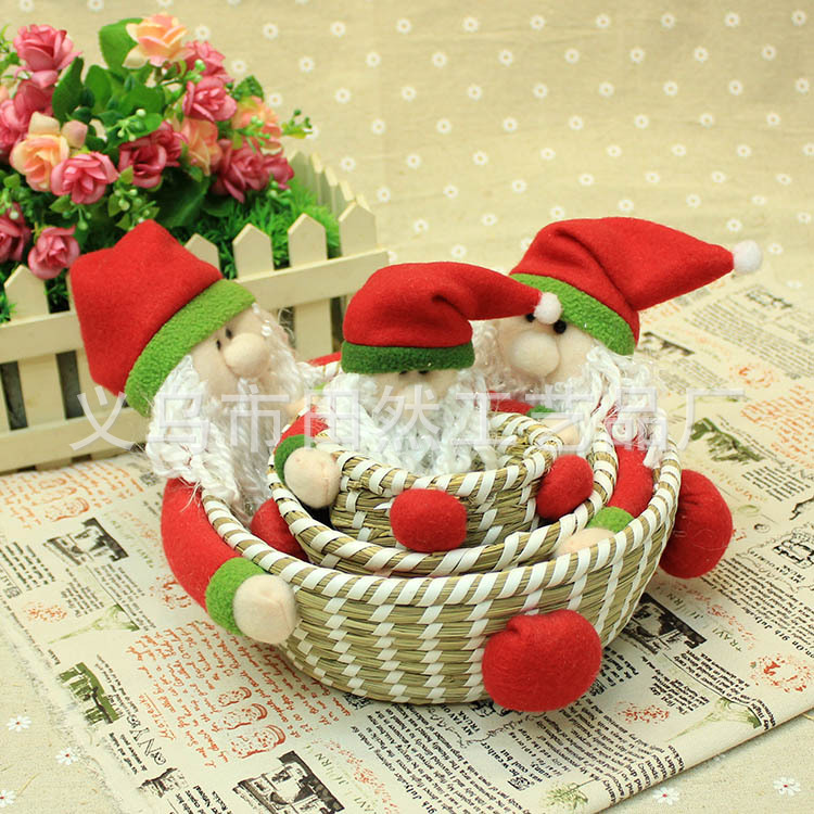 Santa Claus desktop creative handmade candy straw storage baskets baskets storage baskets