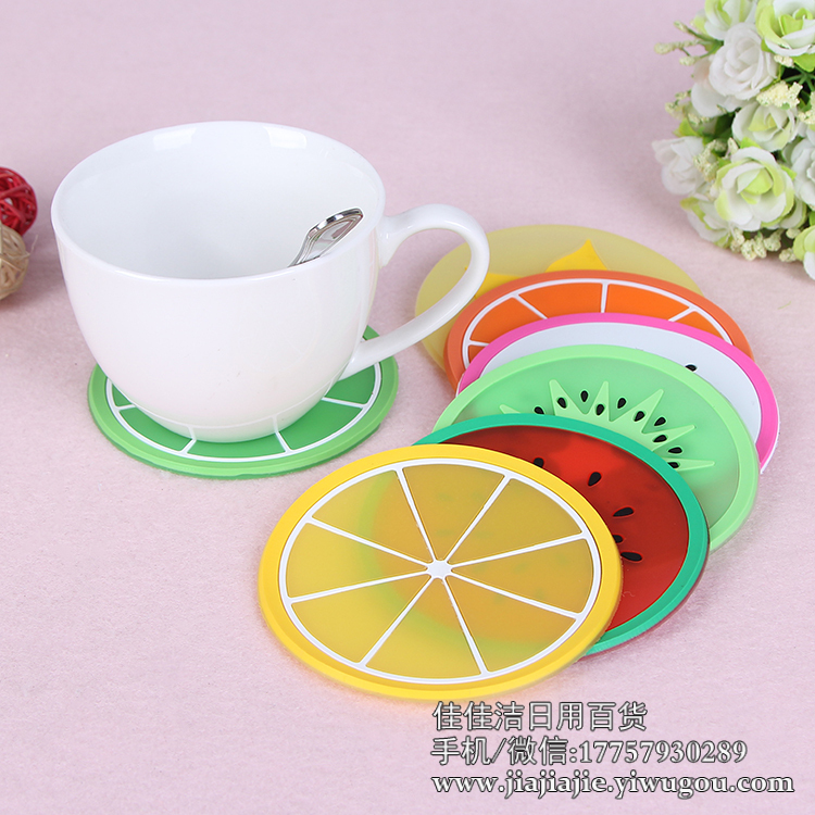 Colorful Jelly Color Fruit Modeling Coaster Silicone Coaster Creative Insulation Pad Fruit Teacup Mat