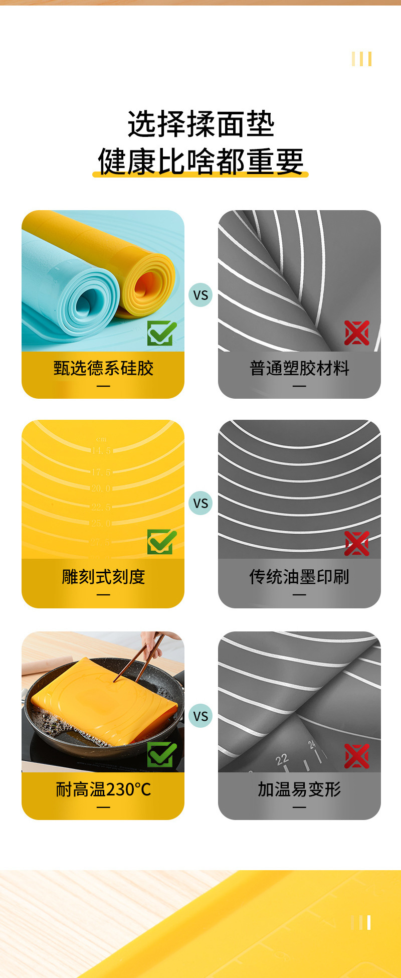 Silicone Dough Kneading Tagliolini Cutter Rolling Pin Three-Piece Food Grade Silica Gel Pad Baking Tool Baking Mat