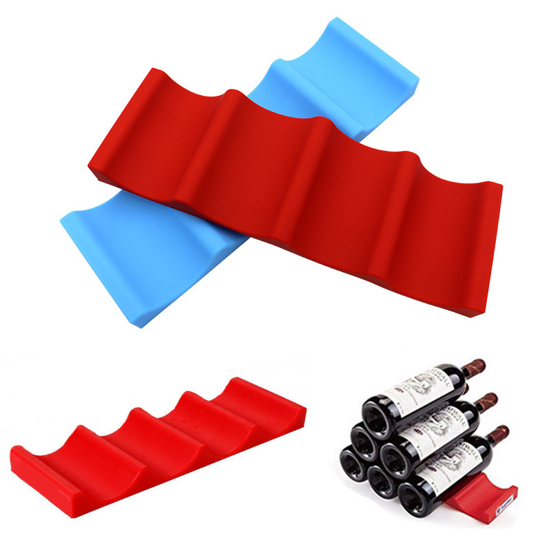 Creative Silicone Beer Bottle Pad Beer Tray Refrigerator Drink Beer Horizontal Silica Gel Pad Storage Pad Stacker