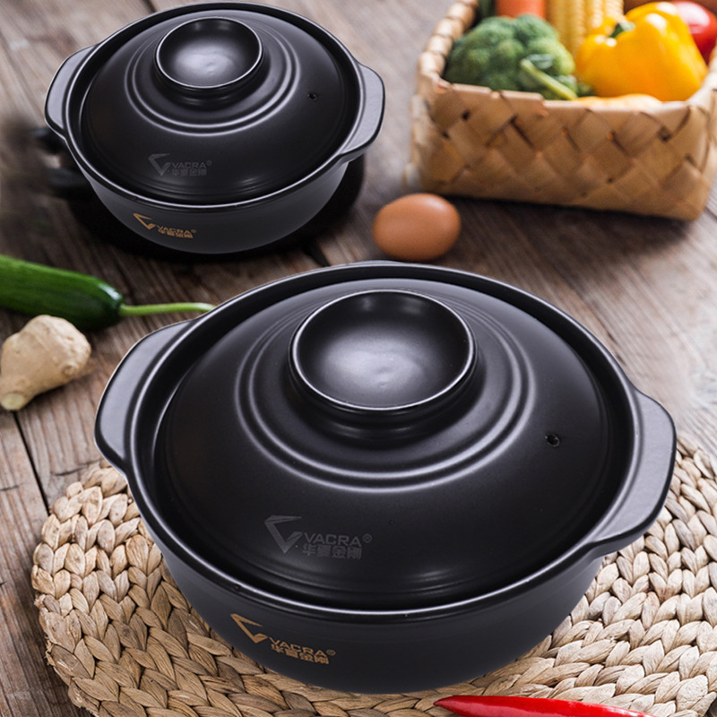 Huaxia Earthenware Pot Casserole Ceramic Open Fire Induction Cooker Household Large Flat High Temperature Non-Stick Stew Soup Thermal Pot