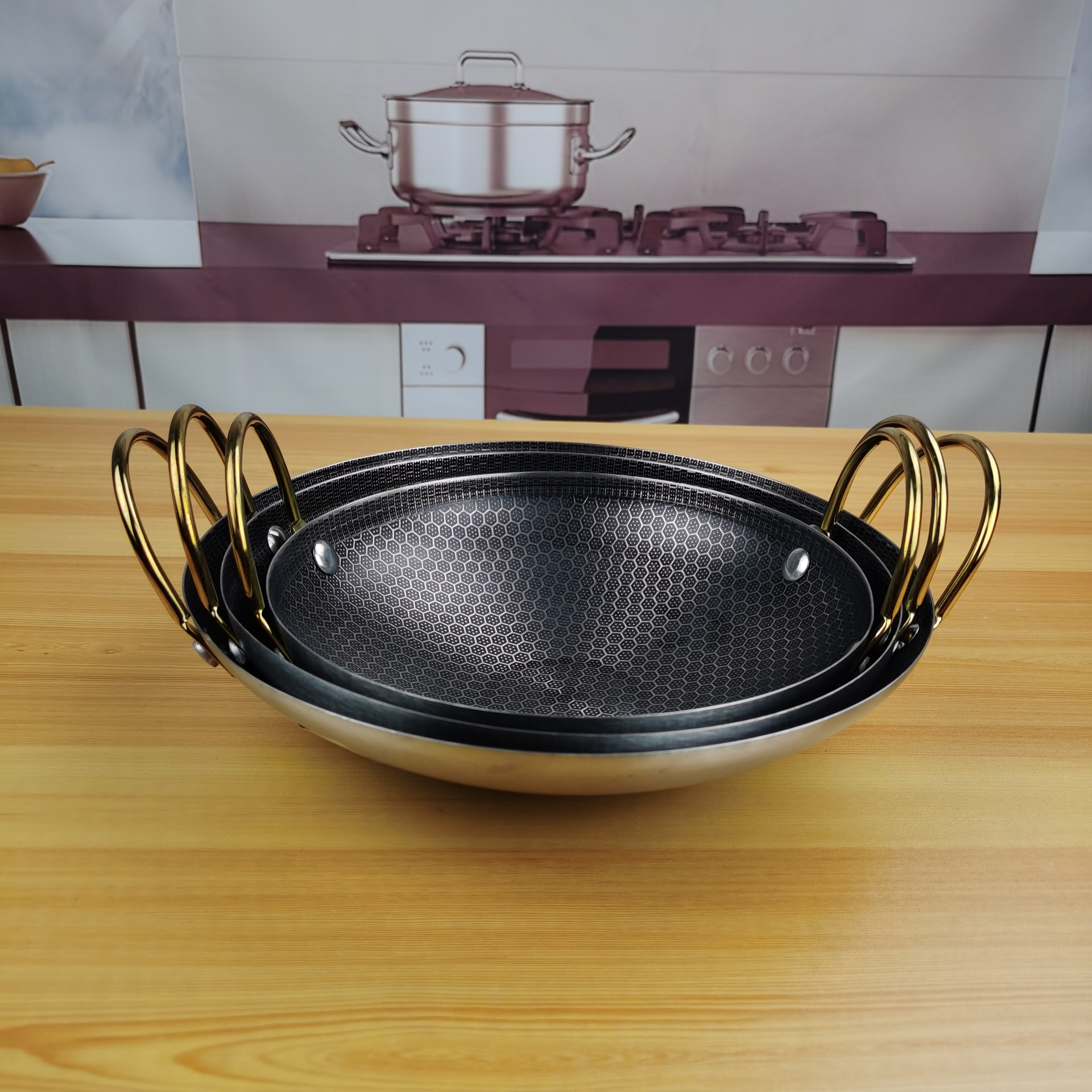 Non-Stick Hot Pot Korean Style Alcohol Pot Honeycomb Non-Stick Pan Fire Stewed Pot Golden Ear round Bottom Bar Jinding