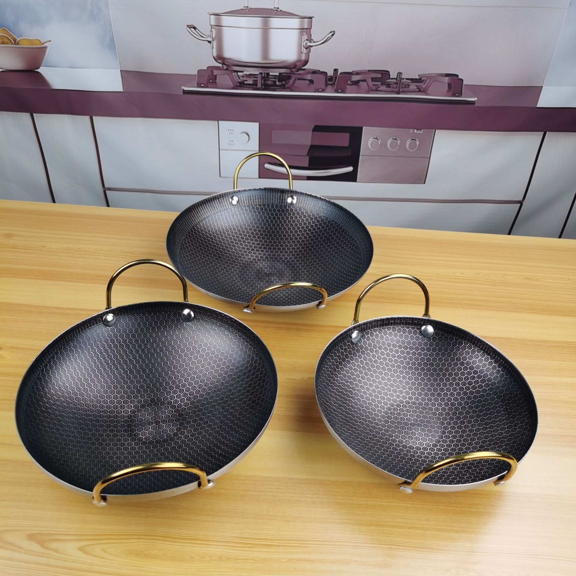 Non-Stick Hot Pot Korean Style Alcohol Pot Honeycomb Non-Stick Pan Fire Stewed Pot Golden Ear round Bottom Bar Jinding