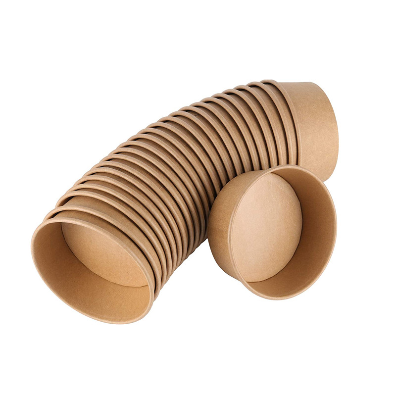 Kraft Paper Soup Bowl Disposable PaperBowl Takeout Take Away Fast Food Box Porridge Cup Soup Cups Printed Logo Wholesale