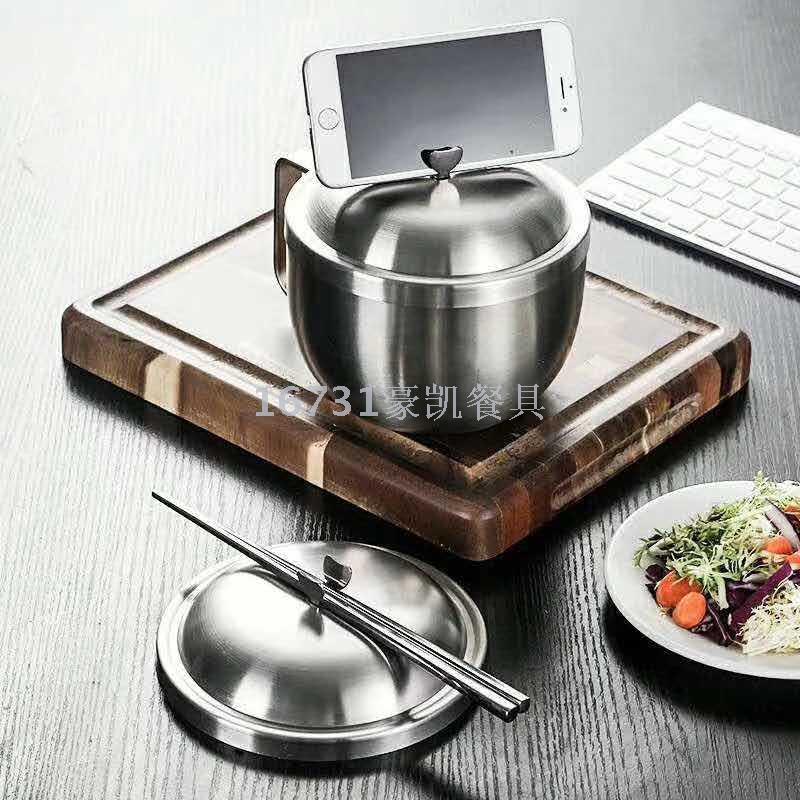 304 Stainless Steel Double-Layer Insulated Fast Food Cup Compartment Fast Food Bowl