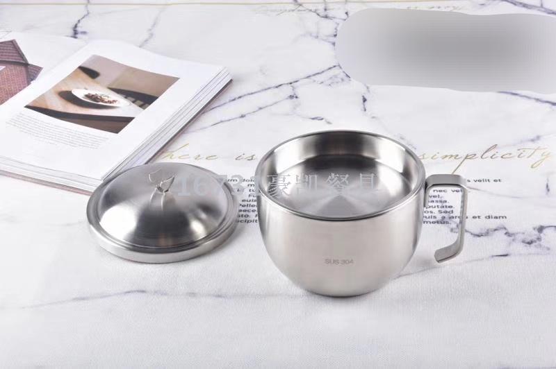 304 Stainless Steel Double-Layer Insulated Fast Food Cup Compartment Fast Food Bowl