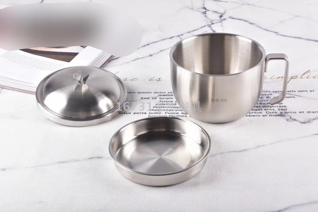 304 Stainless Steel Double-Layer Insulated Fast Food Cup Compartment Fast Food Bowl