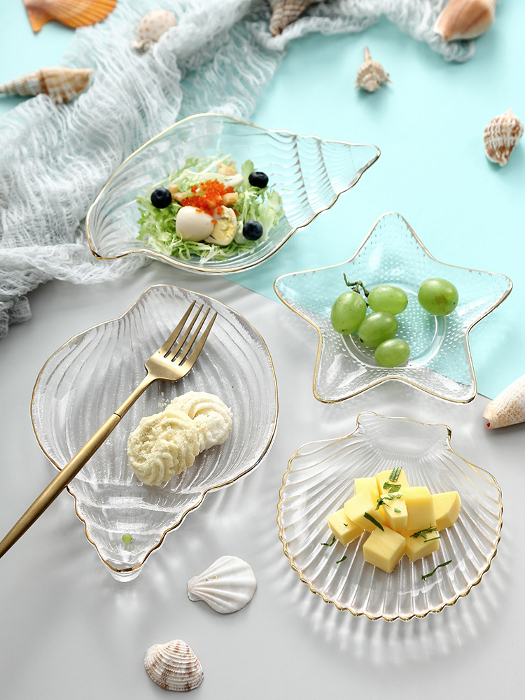 INS Nordic Creative Plate Dish Household European Style Tableware Fruit Salad Dessert Bowl Marine Scallop Glass Plate INS Nordic Creative Plate Dish Household European Style Tableware Fruit Salad Dessert Bowl Marine Scallop Glass Plate