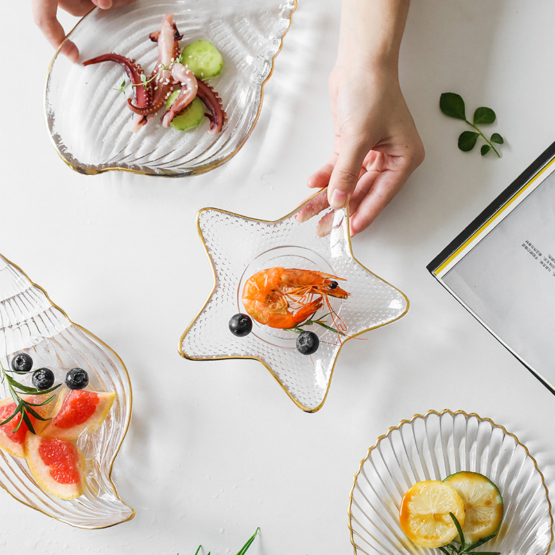 INS Nordic Creative Plate Dish Household European Style Tableware Fruit Salad Dessert Bowl Marine Scallop Glass Plate INS Nordic Creative Plate Dish Household European Style Tableware Fruit Salad Dessert Bowl Marine Scallop Glass Plate