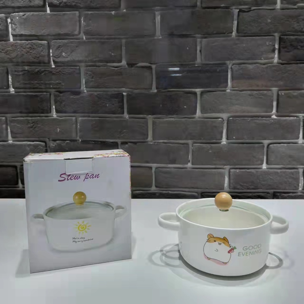 6-Inch Ceramic Soup Pot Single Ceramic Noddle Bowl Glass Cover Color Box Packaging Gift Gift Company Welfare Points Exchange