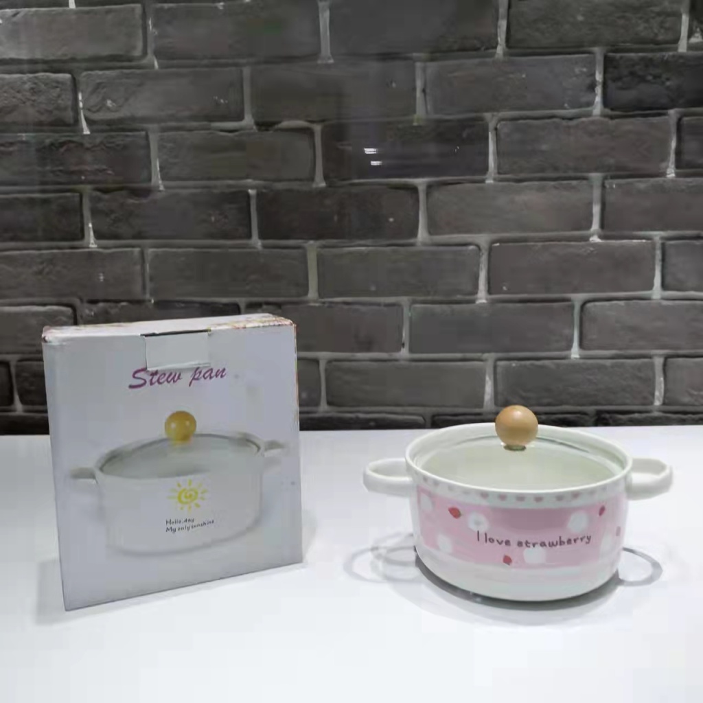 6-Inch Ceramic Soup Pot Single Ceramic Noddle Bowl Glass Cover Color Box Packaging Gift Gift Company Welfare Points Exchange