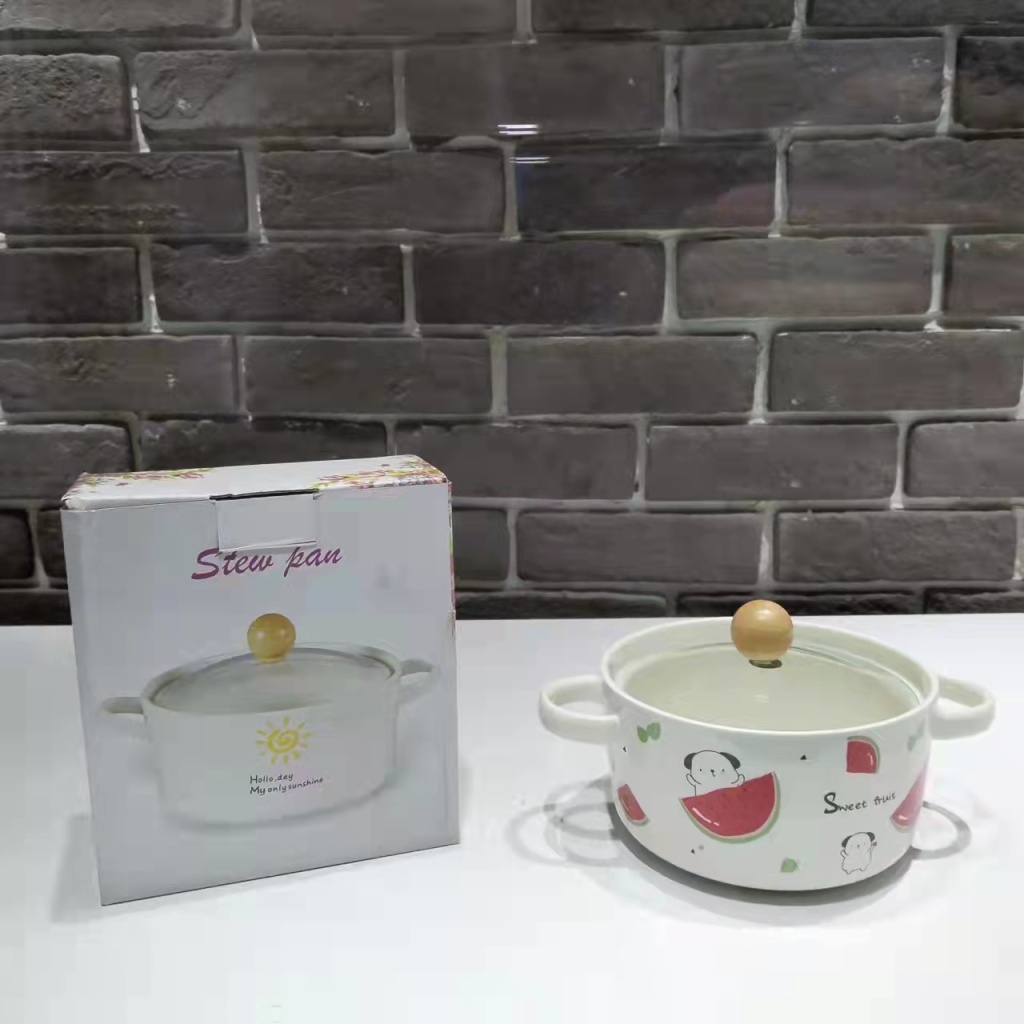 6-Inch Ceramic Soup Pot Single Ceramic Noddle Bowl Glass Cover Color Box Packaging Gift Gift Company Welfare Points Exchange
