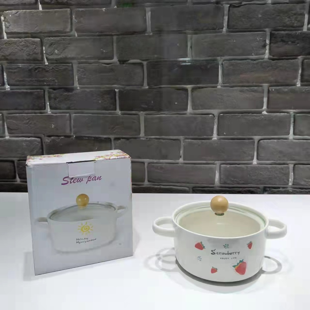 6-Inch Ceramic Soup Pot Single Ceramic Noddle Bowl Glass Cover Color Box Packaging Gift Gift Company Welfare Points Exchange