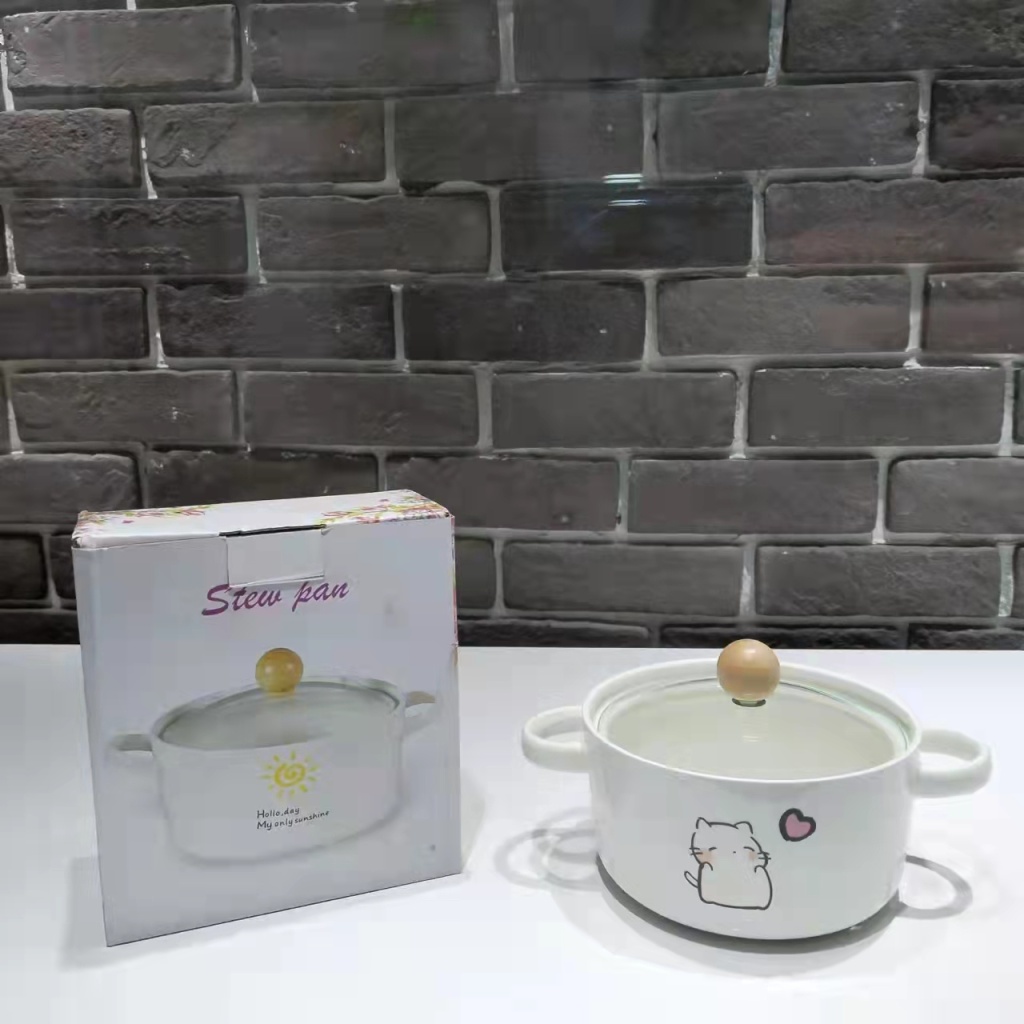 6-Inch Ceramic Soup Pot Single Ceramic Noddle Bowl Glass Cover Color Box Packaging Gift Gift Company Welfare Points Exchange