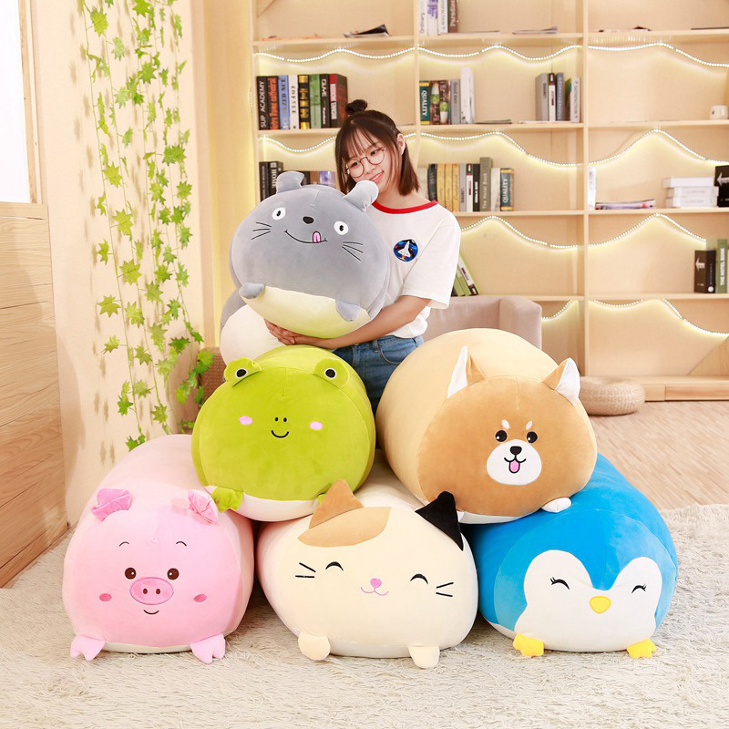 Internet Celebrity Cushion down Cotton Strip Afternoon Nap Pillow Frog Shiba Inu Cat Doll Plush Toy Bolster Removable and Washable
