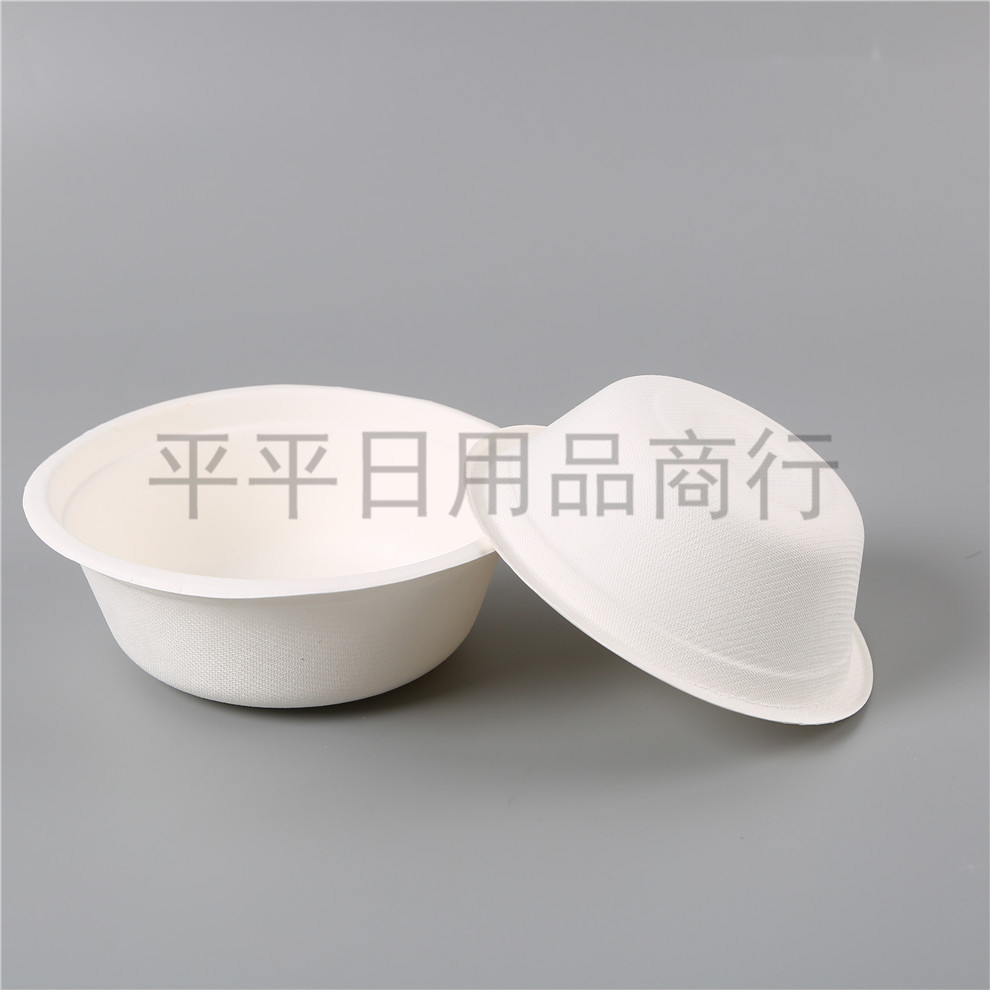Disposable Lunch Box Pulp round Bowl Japanese Soup Bowl Take out Take Away Lunch Box Multiple Specifications