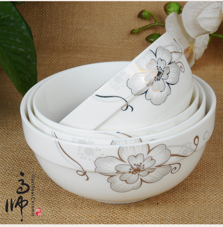 10. Alice white China ceramic bowl bone China rim guard bowl multi-size soup bowl daily necessities 10. Alice white China ceramic bowl bone China rim guard bowl multi-size soup bowl daily necessities