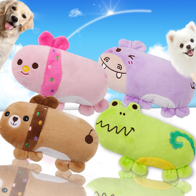 Cartoon Hippo Bear Frog Rabbit Plush Sound Toy Pet Bolster Pet Supplies Dog Toy Cat