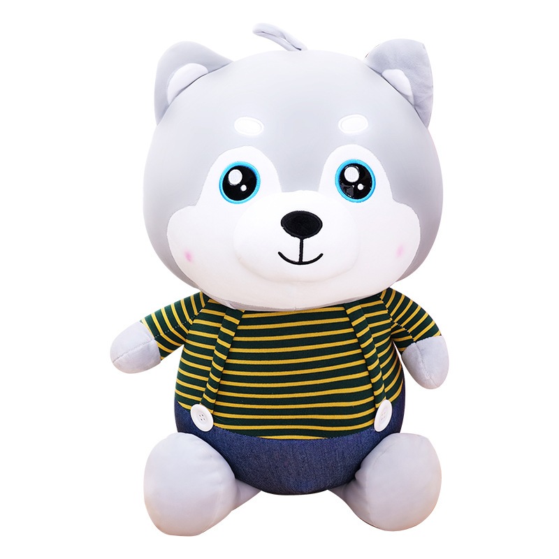 Cartoon Dressing Husky Plush Toy Cute Husky Doll Fabric Doll Large Dog Doll Bolster