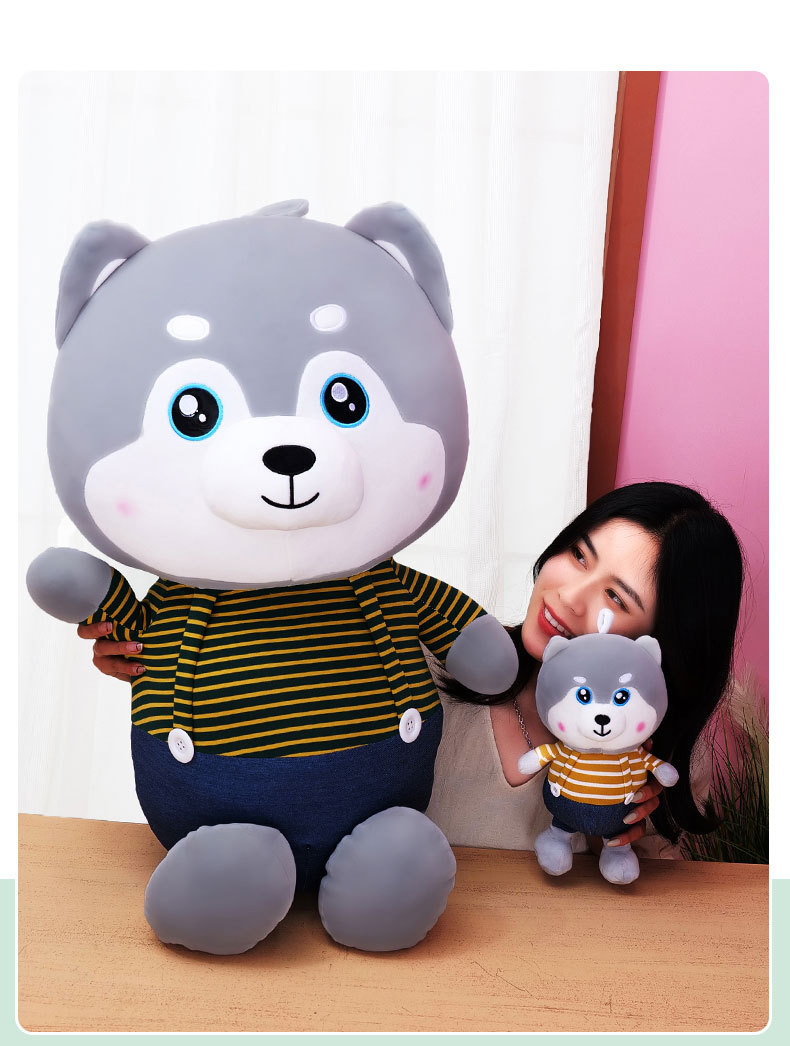 Cartoon Dressing Husky Plush Toy Cute Husky Doll Fabric Doll Large Dog Doll Bolster Cartoon Dressing Husky Plush Toy Cute Husky Doll Fabric Doll Large Dog Doll Bolster