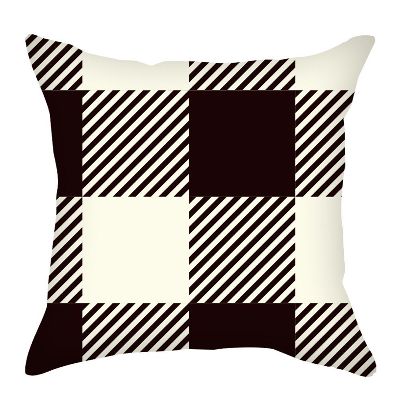 Nordic Simple Color Geometric Plaid Short Velvet Pillow Cover Wholesale Striped Geling Bolster Home Sofa Cushion Cover