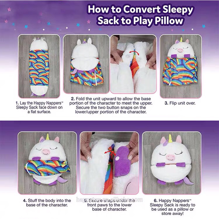 New Cross-Border Happy Nappers Children Bolster Pillow Folding Anti-Kicking Blanket Autumn and Winter Cartoon Sleeping Bag