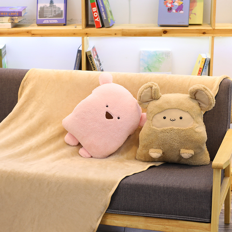 Pillow and Quilt Dual-Use Custom Cartoon Small Quilt Bolster Car Nap Blanket Air Conditioner Quilt Two-in-One