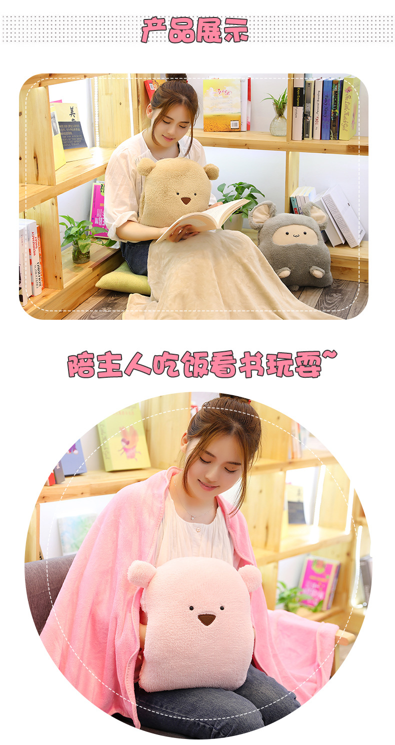 Pillow and Quilt Dual-Use Custom Cartoon Small Quilt Bolster Car Nap Blanket Air Conditioner Quilt Two-in-One