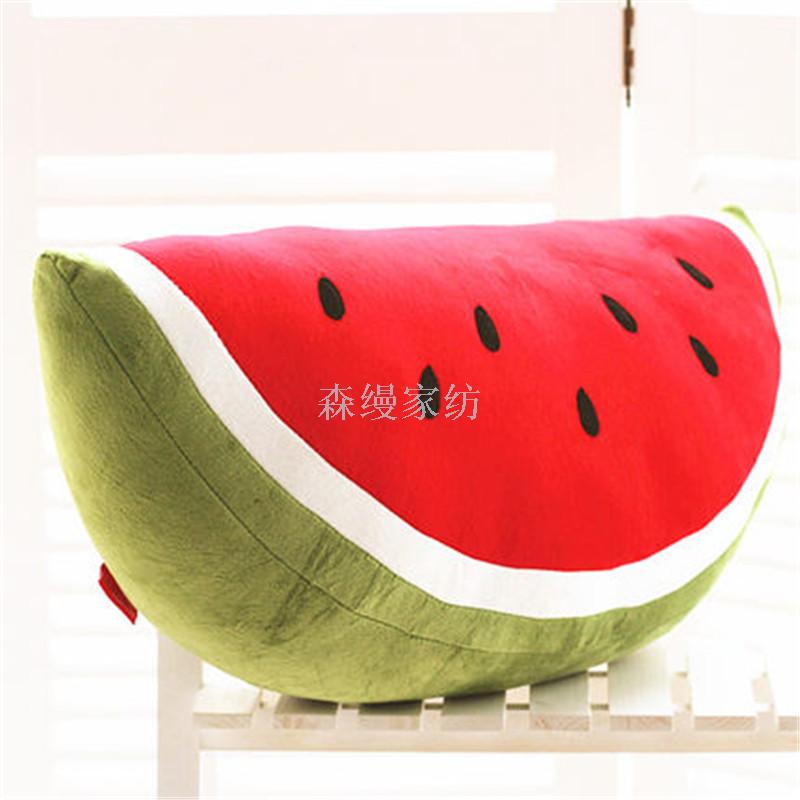 Watermelon Lumbar Support Pillow Mat Simulation Embroidered Fruit Bolster round Children's Plush Toys Large Pillow Photography