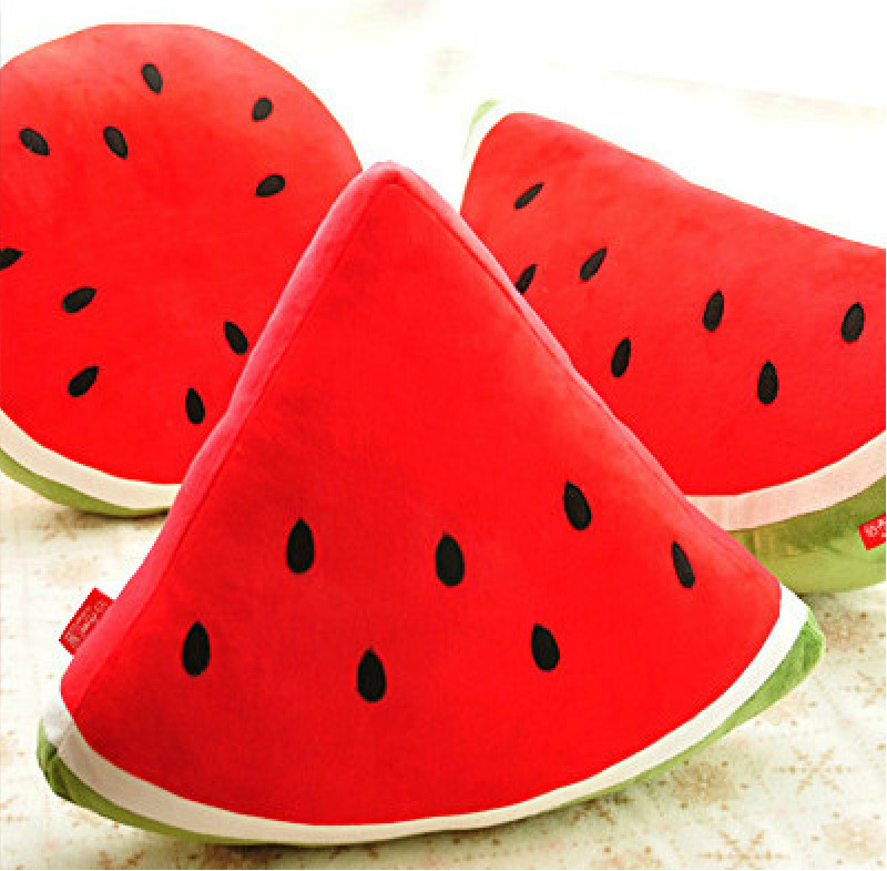 Watermelon Lumbar Support Pillow Mat Simulation Embroidered Fruit Bolster round Children's Plush Toys Large Pillow Photography