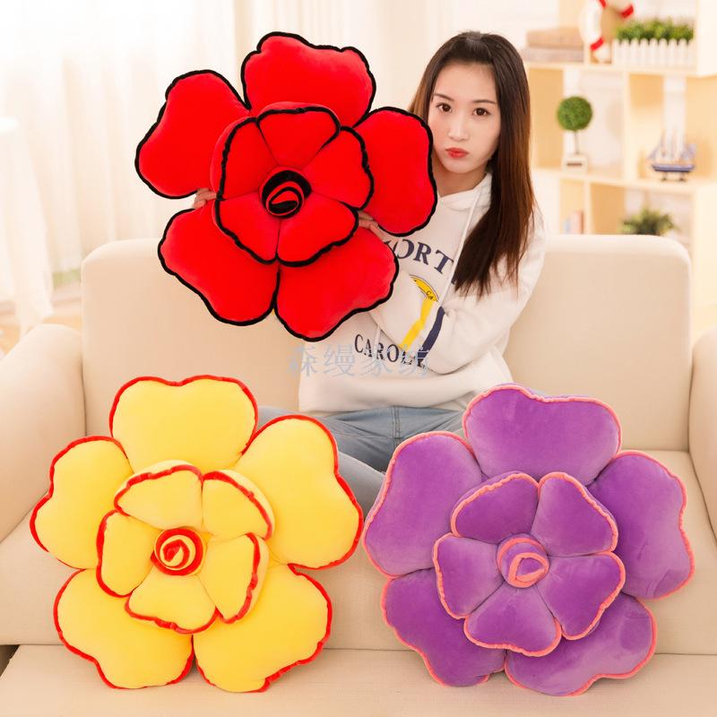 Manruoxi down Cotton Three-Dimensional Rose Bolster Office Flower Cushion Gift Toys Decorative Photography