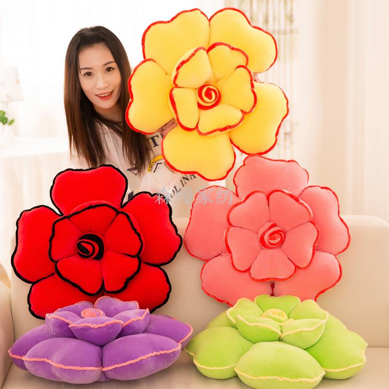 Manruoxi down Cotton Three-Dimensional Rose Bolster Office Flower Cushion Gift Toys Decorative Photography