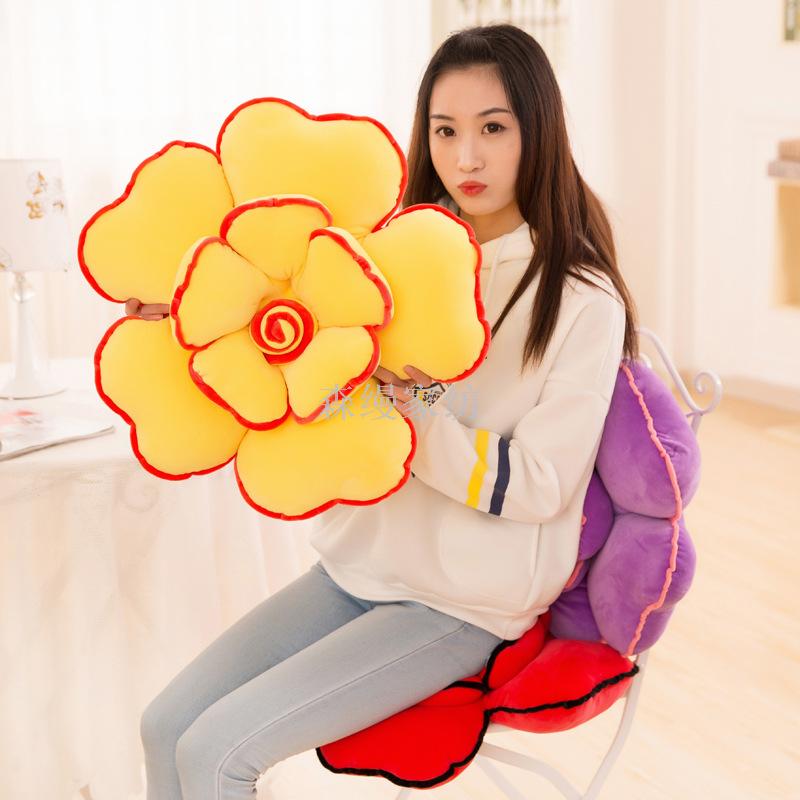 Manruoxi down Cotton Three-Dimensional Rose Bolster Office Flower Cushion Gift Toys Decorative Photography