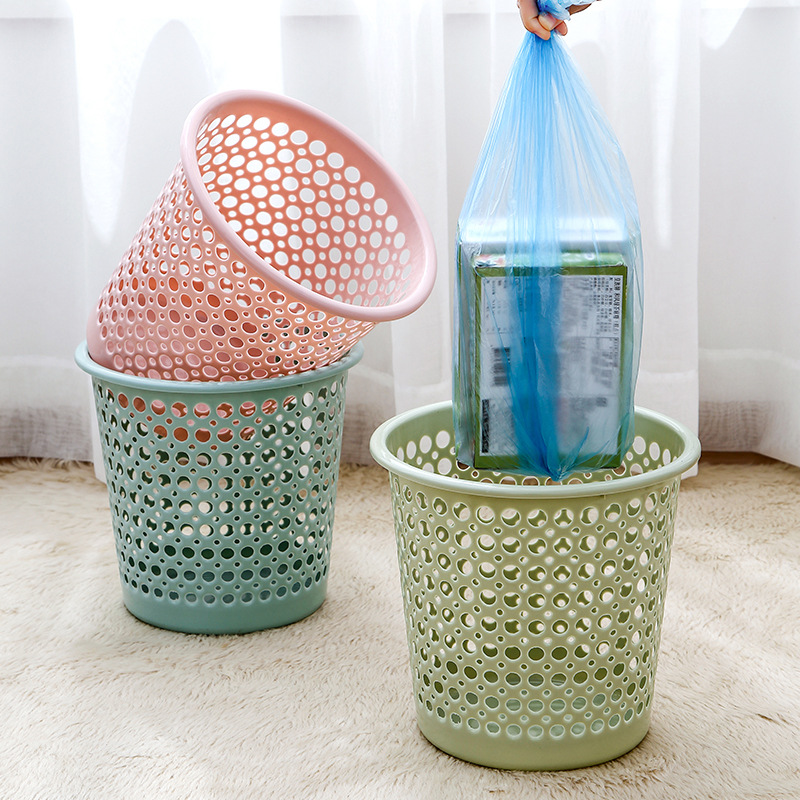 Plastic Hollow Trash Can Household Toilet Kitchen and Toilet Trash Can without Lid Large Thickened Office Wastebasket